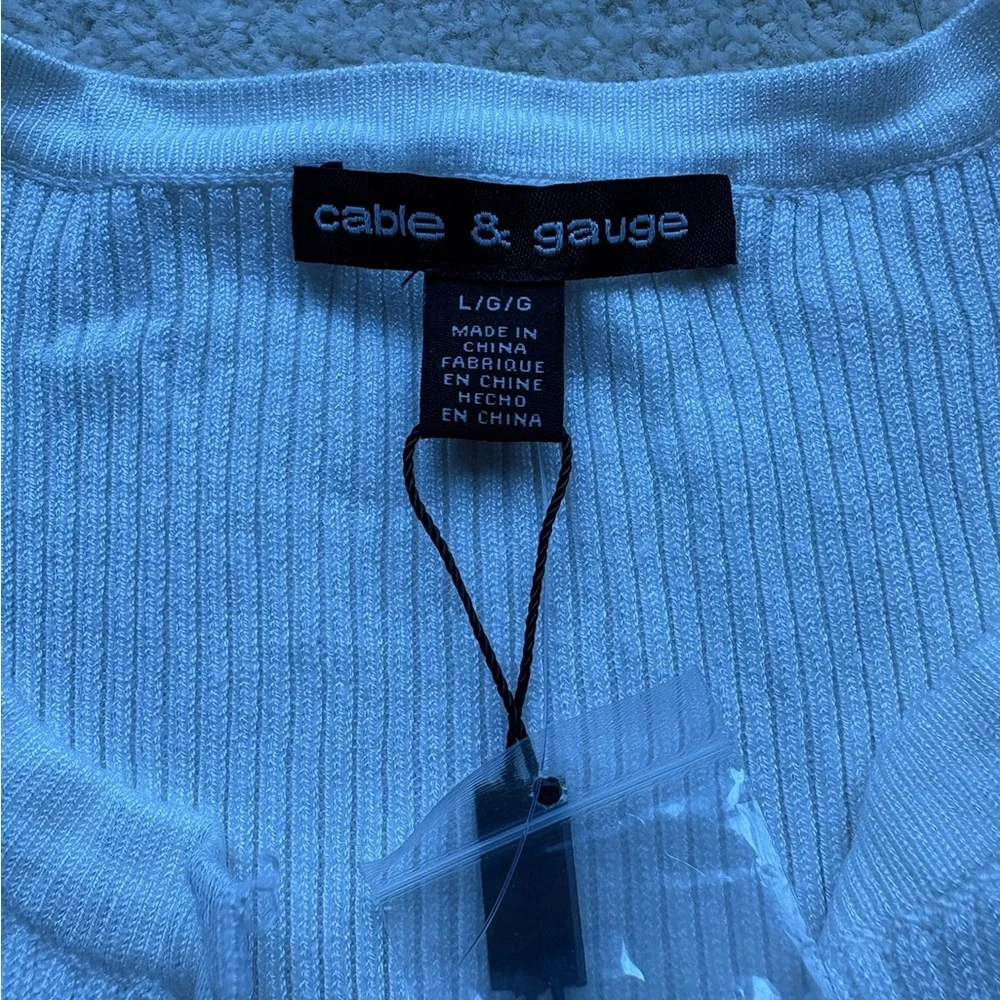 Cable & Gauge White Ribbed Knit Top